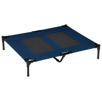 PawHut 36" x 30" Elevated Cooling Summer Dog Cot Pet Bed with Mesh Ventilation - Blue(m-1)