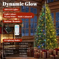 HOMCOM 7.5ft Prelit Christmas Tree with Dual-Color LEDs, All Realistic Tips, Hinged Xmas Nordmann Fir with 11 Modes, Remote(m-5)
