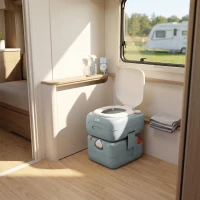 Outsunny Porta Potty, 5.8 Gallon Portable Toilet with Level Indicator and Anti-Leak Pump for Camping, Boating, Hiking, Travel, RV(m-8)