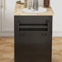 HOMCOM Farmhouse Rolling Island with Wheels for Kitchen, Wood Breakfast Bar Kitchen Island on Rollers, Drawer and Doors, Black(m-9)