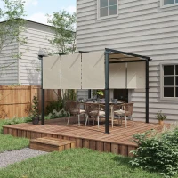 Outsunny 10' x 10' Metal Pergola, Outdoor Pergola with Retractable Canopy, for Garden, Patio, Backyard, Deck(m-1)