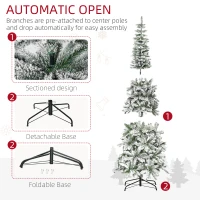 HOMCOM 7.5ft Unlit Snow-Flocked Slim Pine Artificial Christmas Tree with Realistic Branches and 668 Tips(m-6)