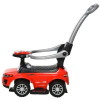 Aosom 2 In 1 Push Cars for Toddlers Kid Ride on Push Car Stroller Sliding Car with Horn Music Light Function Secure Bar Ride on Toy for Boy Girl 1-3 Years Old Red(m-11)