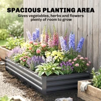 Outsunny 95" x 36" x 12" Galvanized Raised Garden Bed, Easy DIY and Cleaning for Growing Flowers, Herbs, Succulents, Gray(m-4)