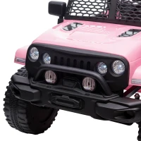 Aosom 12V Kids Ride On Truck with Parent Remote Control, Battery Powered Electric Car with Spring Suspension, Adjustable Speed, LED Lights and Horn, Pink(m-9)