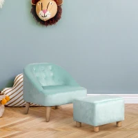 Qaba Kids Sofa Set, Toddler Chair, Sofa & Ottoman for Bedroom, Playroom, Children's Couch for 3-5 Years, Blue(m-8)