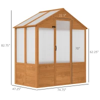 Outsunny 6' x 4' x 7' Polycarbonate Greenhouse, Walk-in Hot House Kit, Hobby Greenhouse with Lockable Door, Level 5 Wind Resistant Wooden Frame, Rustic Brown(m-3)