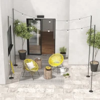 Outsunny 4 Pack of 10' String Light Poles, Steel Hanging Lighting Stand for Patio, Backyard, Deck, Wedding, Party, Black(m-10)