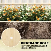 Outsunny Wooden Raised Garden Bed with 3 Trellises, Outdoor Raised Planter with Drainage Holes(m-6)
