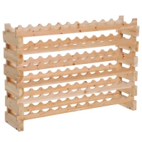 HOMCOM Stackable Wine Rack, Modular Storage Shelves, 72-Bottle Holder, Freestanding Display Rack for Kitchen, Pantry, Cellar, Natural(m-11)