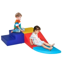 Qaba Crawl and Climb Foam Play Set Toddler Nugget 4 Pieces Lightweight Interactive Set for Climbing, Crawling, Sliding Play Zone for Baby Preschooler(m-11)