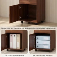 HOMCOM Mobile Storage Cabinet Organizer with Drawer and Cabinet, Printer Stand with Castors, Brown(m-7)