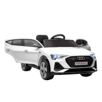 Aosom 12V Kids Electric Ride On Car, Audi E-tron, Battery Powered Toy with Parent Remote Control, Suspension System, Auxiliary Wheels, LED Lights, Music and Horn,  MP3 Player, White(m-1)