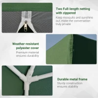 Outsunny 10x10ft Party Tent Canopy with Netting, Patio Screen House Slant Leg Outdoor Gazebo Sun Shade Shelter, Green(m-5)