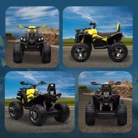 Aosom 12V Kids Recharging Ride-on Electric ATV Quad w/ Realistic Headlights Wide Wheel, Yellow(m-9)