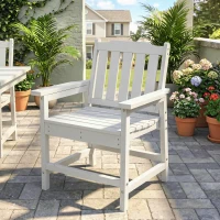 Outsunny All-Weather Patio Chair, HDPE Patio Dining Chair, Heavy Duty Wood-Like Outdoor Furniture for Garden, Backyard, Deck, Porch, Lawn, White(m-10)