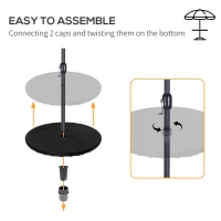 Outsunny 20" Umbrella Table Tray, Easy to Install Table-Top, Round Portable for Swimming Pool, Beach, Patio, Deck, Garden, Black(m-6)