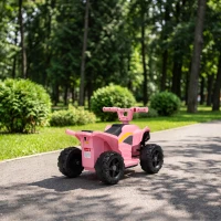 Qaba Kids ATV, 6V Battery Powered Kids Quad with 4 Wheeler, Handlebar Button Control, Max 1.2MPH, Max 55lbs Load, Light Pink(m-9)