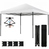 Outsunny 10 x 10 ft Pop Up Canopy Tent with One Push Setup, Outdoor Portable Instant Canopy Shelter w/ Roller Bag, White(m-1)