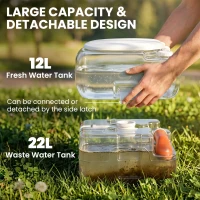 Outsunny Porta Potty, 5.8 Gallon Portable Toilet with Level Indicator and Anti-Leak Pump for Camping, Boating, Hiking, Travel, RV(m-4)