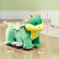 Qaba Battery Powered Ride on Toy, 6V Ride on Horse with Music Forward, PU Wheels, for 18-36 Months, Green(m-3)