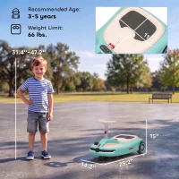 Qaba 12V Electric Wiggle Car with Convertible Steering Wheel Pull Handle, 2 Speed, Music, Lights for 3-5 Years, Light Blue(m-3)
