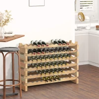 HOMCOM Stackable Wine Rack, Modular Storage Shelves, 72-Bottle Holder, Freestanding Display Rack for Kitchen, Pantry, Cellar, Natural(m-4)