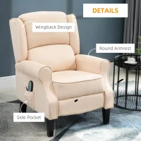 HOMCOM Vibration Massage Recliner Chair for Living Room with Heat,  Wingback Single Sofa, Modern Suede Fabric Push Back Reclining Chair with Footrest, Side Pocket, Beige(m-7)