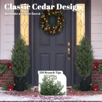 HOMCOM 4ft Artificial Christmas Tree Set of 2, UV Resistant Faux Cedar Tree with 291 PE Branch Tips and Pot, Green(m-5)