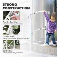 Outsunny 1-3 Step Metal Handrails for Outdoor Steps, Porch Deck Stair Railing with Installation Kit for Concrete Steps, White(m-5)