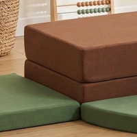 Qaba Foam Climbing Blocks, 8PCS Climbing Toys, Velvet Fabric, Foam, Non-Slip, Kids Soft Play Set for Crawling, Ages 1+, Brown(m-9)