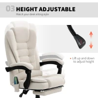 Vinsetto 7-Point Vibrating Massage Chair, Reclining Office Chair with Footrest, Reclining Back, Adjustable Height, Beige(m-6)