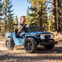 Qaba Licensed Toyota Pickup Ride on Truck, 24V Kids Electric Car with Dual Motors, Up to 3.7MPH for Kids 3-8 Years Blue(m-8)