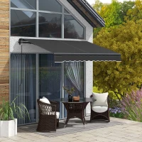 Outsunny 8' x 6.5' Retractable Awning, 280gsm UV Resistant Sunshade Shelter for Deck, Balcony, Yard, Dark Gray(m-2)