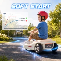 Qaba 12V Electric Wiggle Car with Convertible Steering Wheel Pull Handle, 2 Speed, Music, Lights for 3-5 Years, White(m-5)