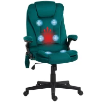 Vinsetto 6 Point Executive Office Chair with Heat, Velvet High Back Vibrating Massage Office Chair, Dark Green(m-11)