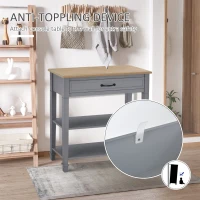 HOMCOM Modern Style Sofa Console Entry Hallway Table with Drawer and Shelves, Sturdy Build, and Large Storage, Grey(m-6)