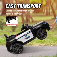 Qaba 12V Kids Ride on Car w/ Remote Control, Siren, Light, Music, Spring Suspension, Horn & Transport Wheel, Black(m-7)