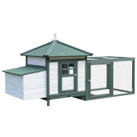 PawHut 77" Chicken Coop Hen House Rabbit Hutch Poultry Cage Pen Outdoor Backyard with Nesting Box Run Green(m-12)