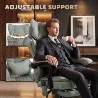 HOMCOM High Back Vibration Massage Office Chair, Heated Reclining PU Leather Computer Chair with Headrest, Gray(m-7)