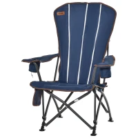 Outsunny Folding Adirondack Chair with padded, Beach Lounge Chair with High Back, Durable Oxford Fabric, Built-In Cup Holder, Bottle Opener, Blue(m-11)