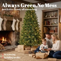 HOMCOM 6ft Prelit Christmas Tree with Dual-Color LEDs, All Realistic Tips, Hinged Xmas Nordmann Fir with 11 Modes, Remote(m-4)