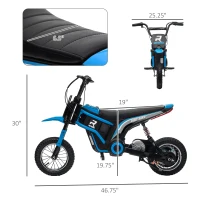Aosom 24V 350W Electric Dirt Bike Up to 15 MPH w/ Twist Grip Throttle, Blue(m-3)