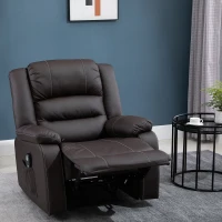 HOMCOM Vibrating Massage PU Leather Recliner Chair with Footrest, Remote Control, and 8 Massaging Points, Brown(m-2)