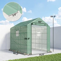 Outsunny 8' x 6' x 7' Temporary Greenhouse for Growing Flowers with Mesh Door & Windows Green(m-3)