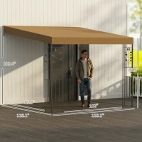 Outsunny 10' x 10' Outdoor Pergola Canopy, Metal Patio Canopy with Drainage Holes for Backyard, Garden, Coffee(m-3)