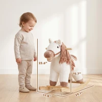 Qaba Baby Rocking Horse for Boys and Girls, Kids Rocking Horse with Realistic Sounds and Anti-Tip limiters(m-3)