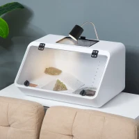 PawHut Small Turtle Tank with Basking Platform, Reptile Aquarium Cage with Feeding Trough, Box Turtle Habitat and Hermit Crab Habitat, Clear Sunlight Window, Indoor and Outdoor(m-2)
