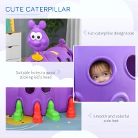 Qaba Caterpillar Play Tunnel, Toddler Tunnel for Kids Crawl and Climb Through, Kids' Play Structure Indoor Outdoor, 2 Sections, Purple(m-4)