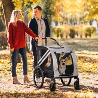 Aosom 2-in-1 Pet Bike Trailer for Small Medium Dogs, Road-Visibility Dog Stroller Bicycle Carrier, Weather-Strong Bike Wagon Trailer Sidecar Attachment, Gray(m-13)